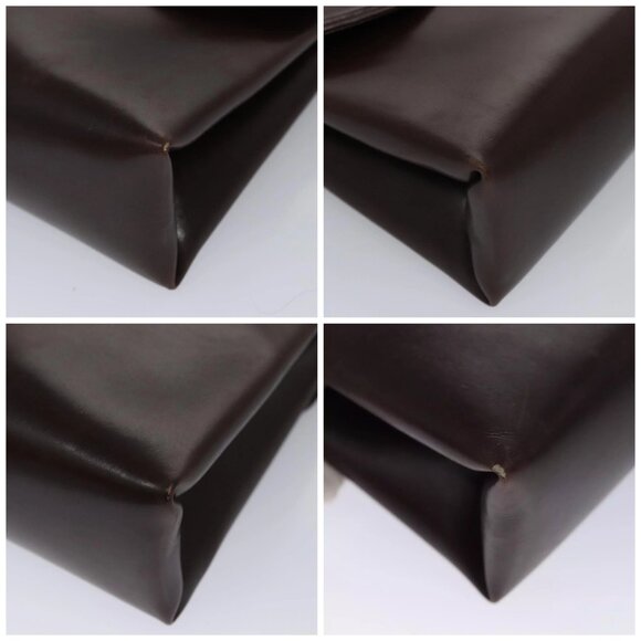 GUCCI Chain Shoulder Bag Leather Brown Gold Auth ep7469 - Picture 14 of 16